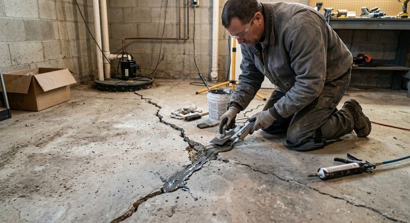 Cracked Basement Floor Repair in Shelton, CT