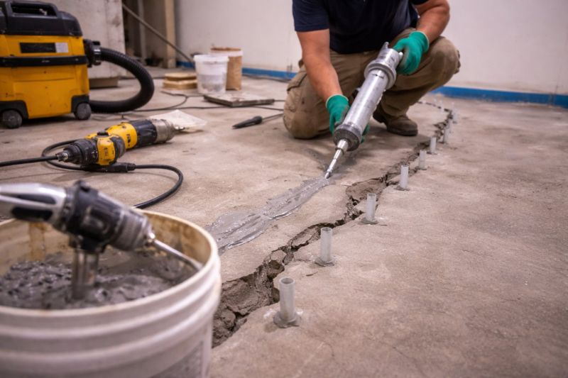 Cracked Basement Floor Repair in Shelton, CT
