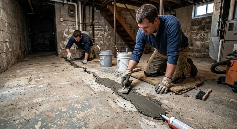 Cracked Basement Floor Repair in Shelton, CT