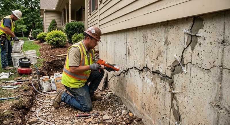 Cracked Foundation Repair in Sandy Hook, CT